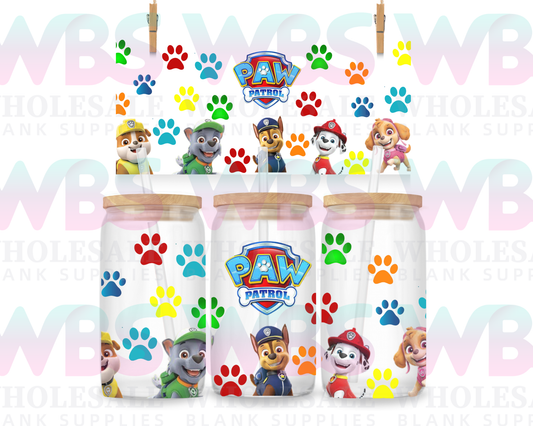 16oz UV DTF Libbey Wrap PAW PATROL  WBS #483