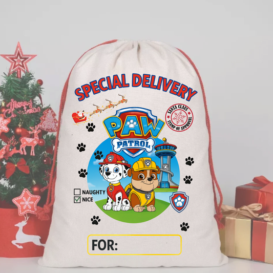 PAW PATROL 1 SANTA SACK DTF – SPECIAL DELIVERY DTF Print  🎅💌 pre order OCTOBER