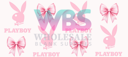 16oz UV DTF Libbey Wrap | Shot Glass PLAYBOY PINK  pink bows #A434