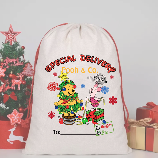 WINNE THE POOH PIGLET  SACK DTF – SPECIAL DELIVERY DTF Print  🎅💌 pre order OCTOBER