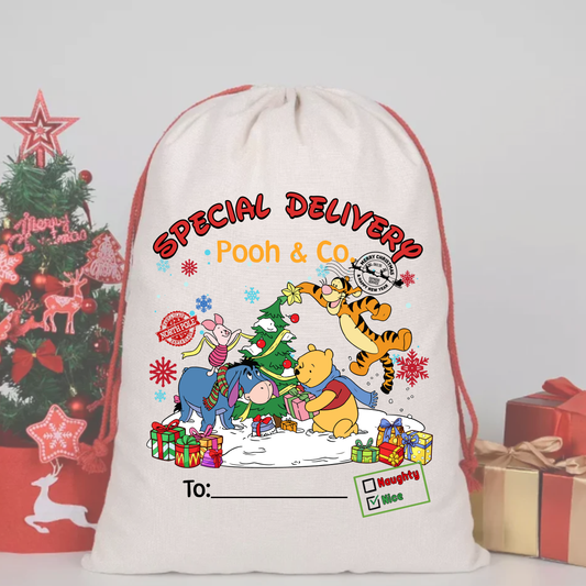 WINNIE THE POOH + CO   SACK DTF – SPECIAL DELIVERY DTF Print  🎅💌 pre order OCTOBER