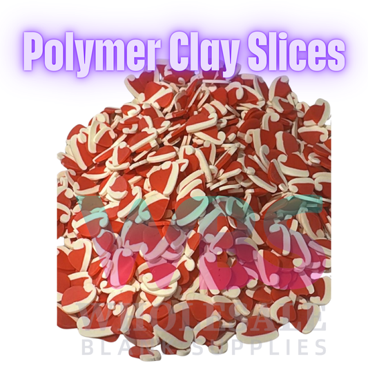 Polymer Clay Slices – 50gm Bag 🍭✨ Red Santa Christmas Hat Christmas