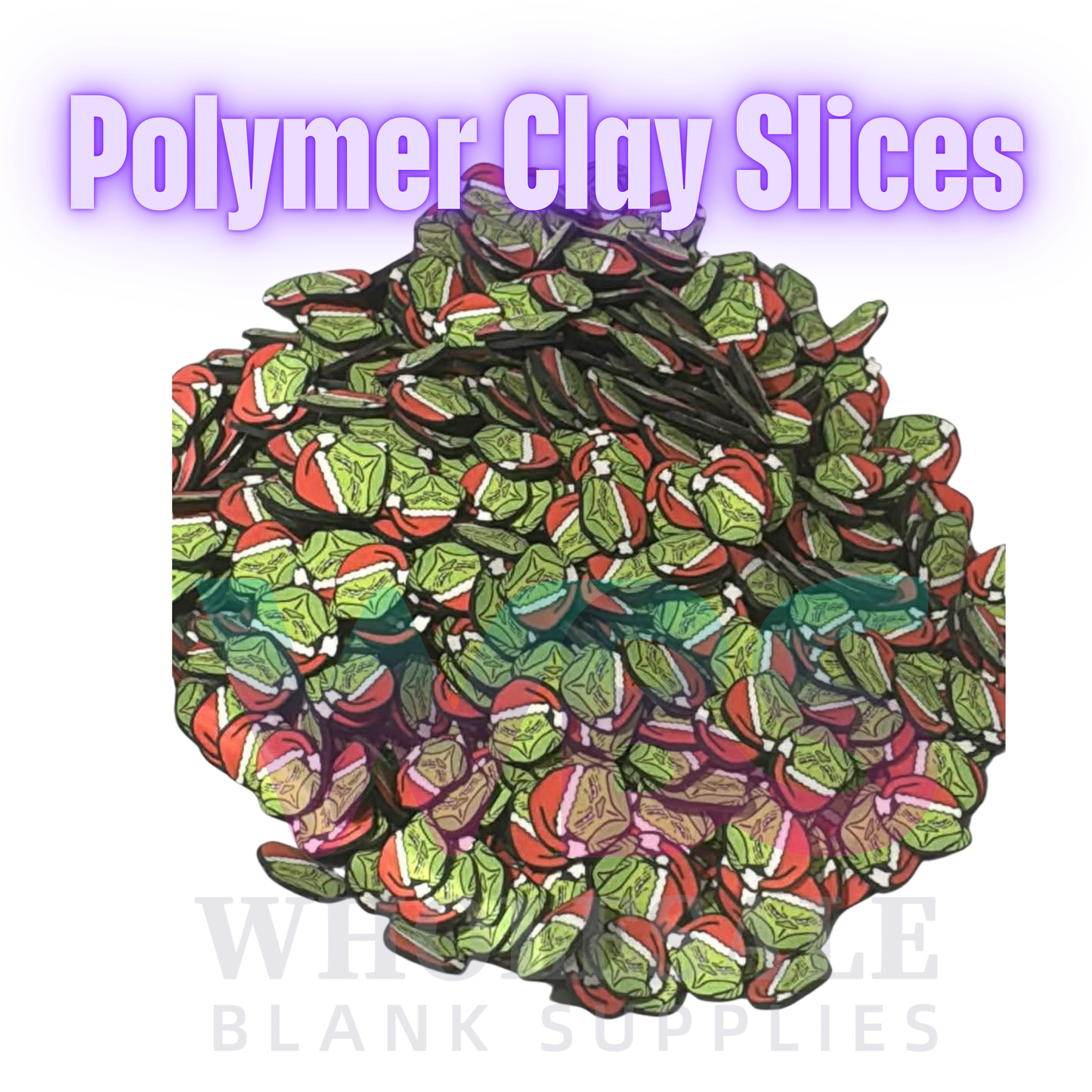 Polymer Clay Slices – 50gm Bag 🍭✨ Grinch Head Christmas