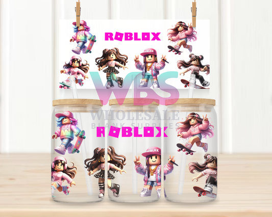 16oz UV DTF Libbey Wrap Roblox Skater Girls Kids #W72