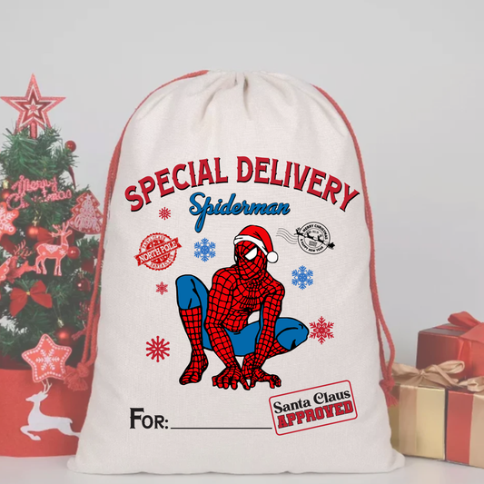 SPIDERMAN 2 SACK DTF – SPECIAL DELIVERY DTF Print  🎅💌 pre order OCTOBER