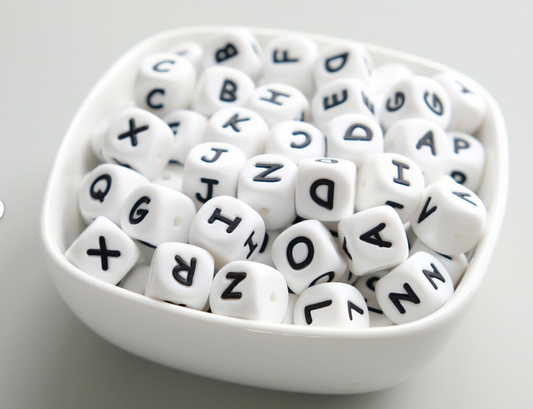12mm Alphabet Letter Silicone Beads  | Alphabet Silicone Bead