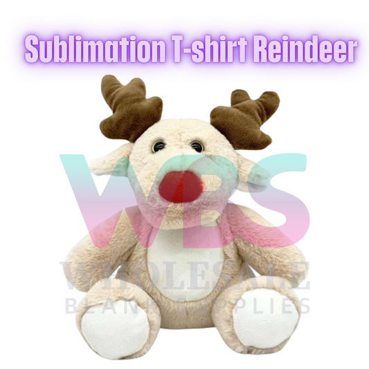 🦌 Sublimation Reindeer Plush with Removable T-Shirt – 30cm