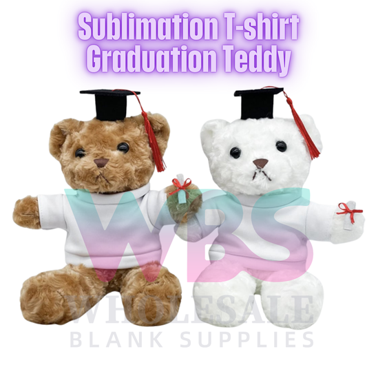 🎓🐻 Graduation Teddy Bear with Removable T-Shirt   – Soft Plush (White or Brown) – 30cm