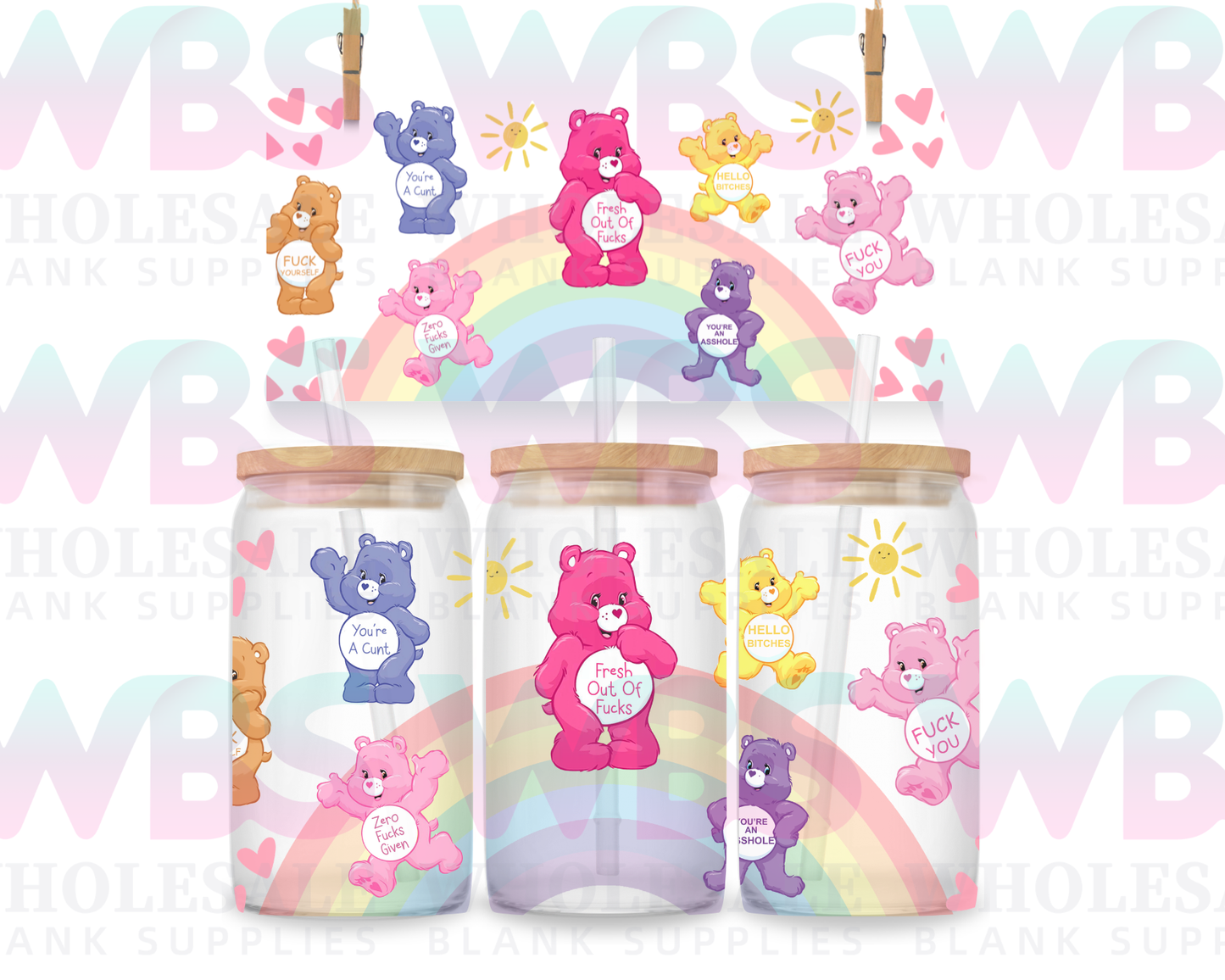 16oz UV DTF Swear Bear #4 NAUGHTY WBS
