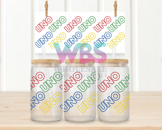 16oz UV DTF Libbey Wrap UNO Kids #W67