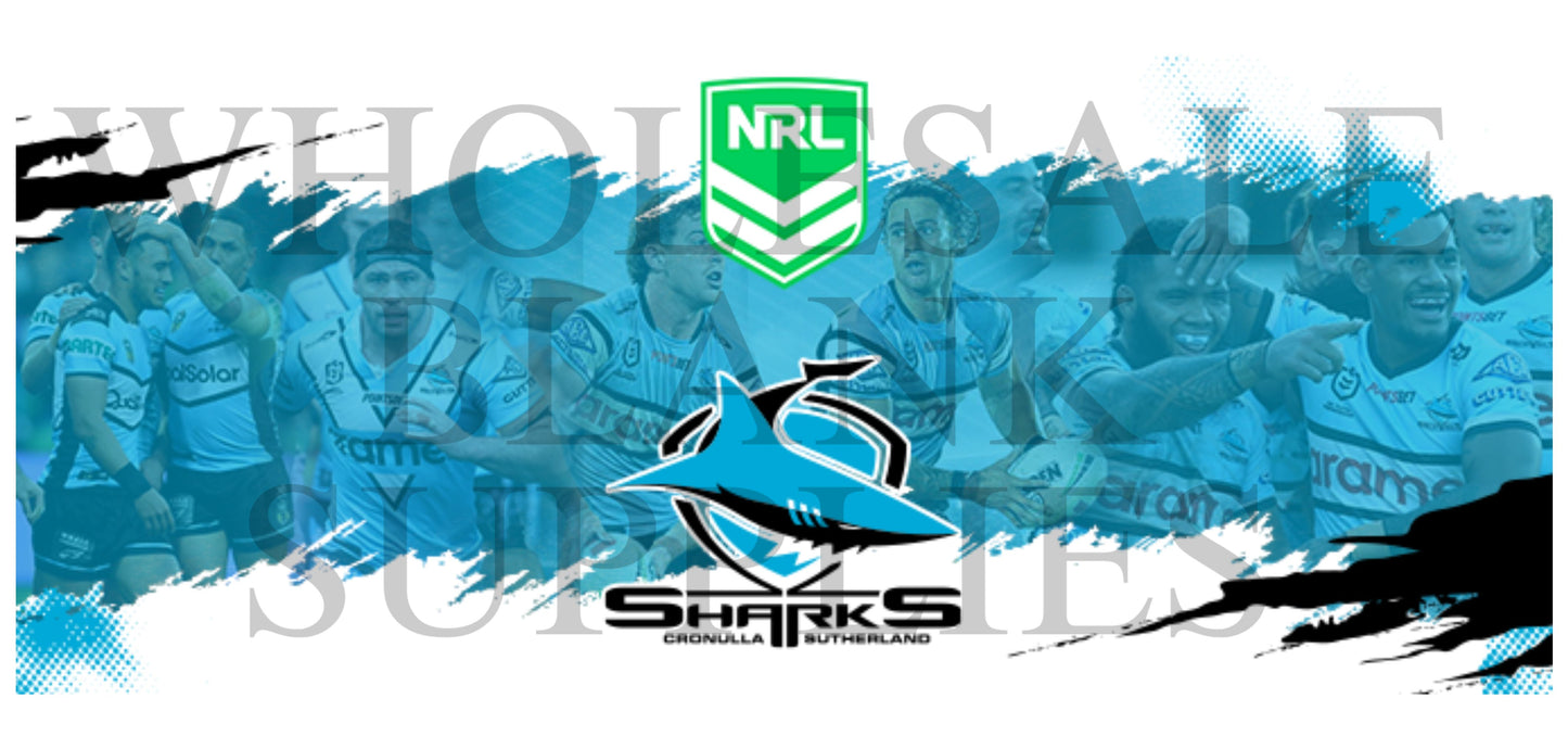 16oz UV DTF Libbey Wrap NRL Cronulla Sharks sports #465