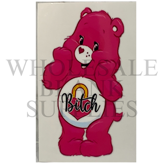 UV DTF Decal - Swear Bear Pink Bitch D07