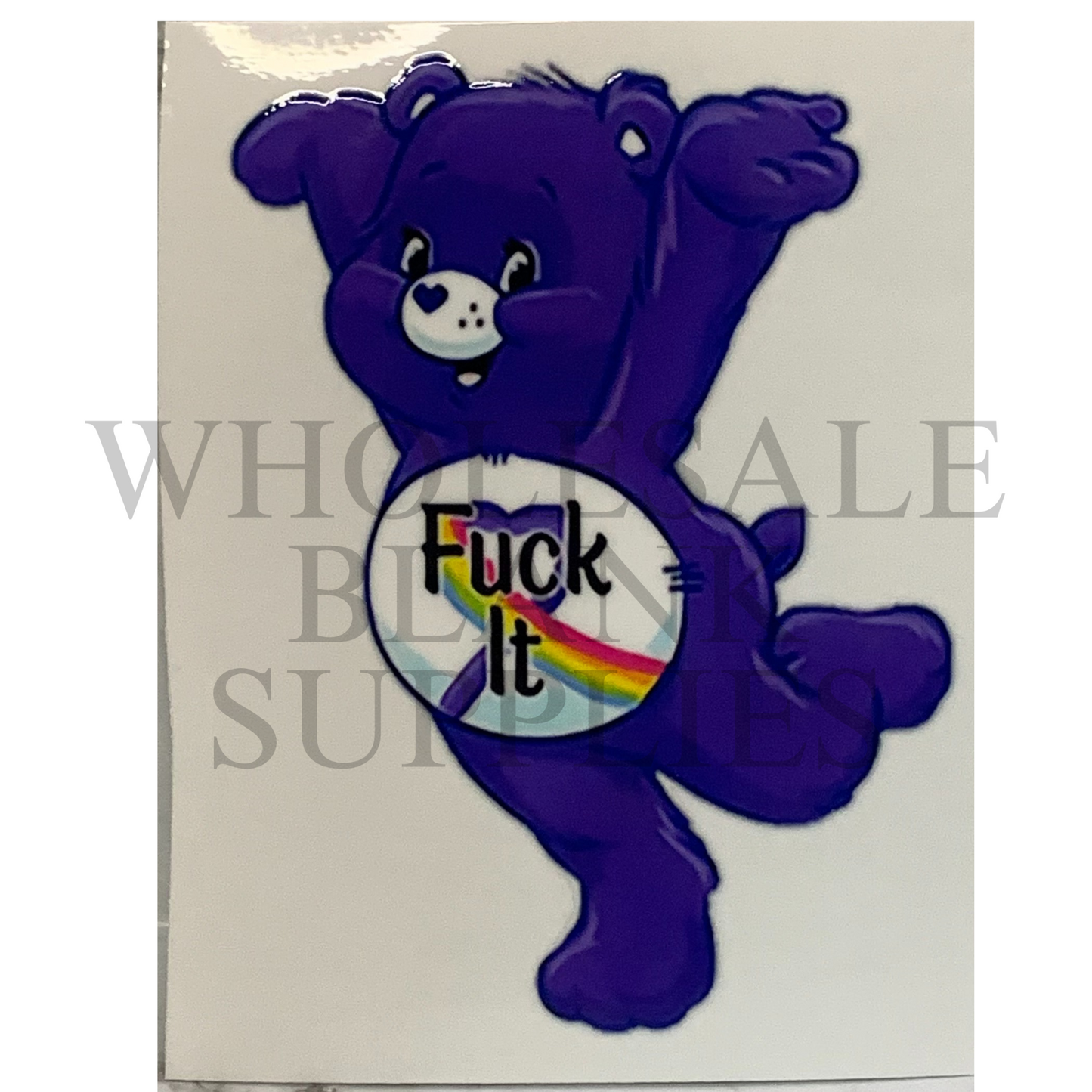 UV DTF Decal - Swear Bear Purple Fuck It D08