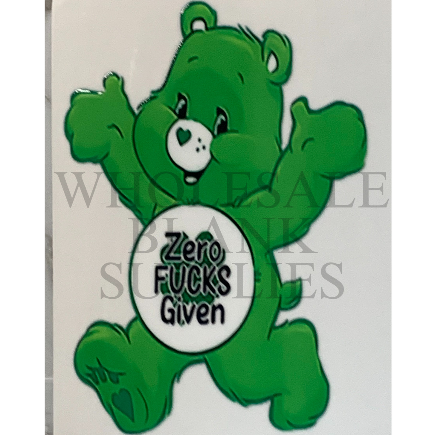 UV DTF Decal - Swear Bear Green Zero Fucks Given  #D09