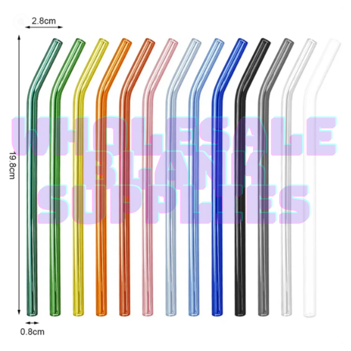 Coloured Glass Bent Straw  | 20 cm
