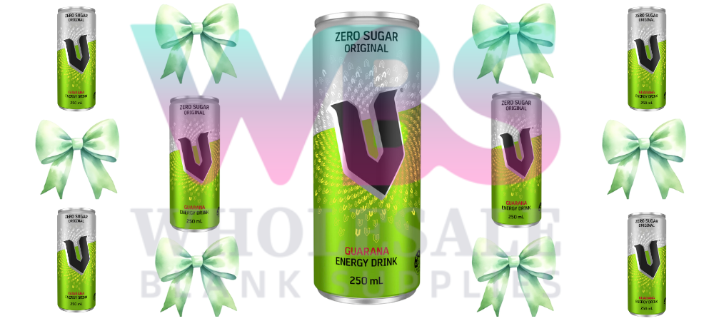 16oz UV DTF Libbey Wrap – V Energy Drink Zero Sugars bows #480