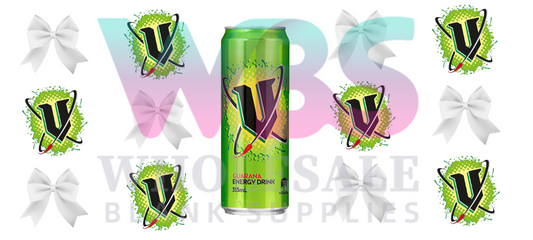 16oz UV DTF Libbey Wrap – V Green Energy Drinks Bows #501
