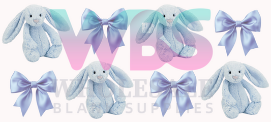 16oz UV DTF Libbey Wrap – Kids Jelly Cat Blue Bows #437