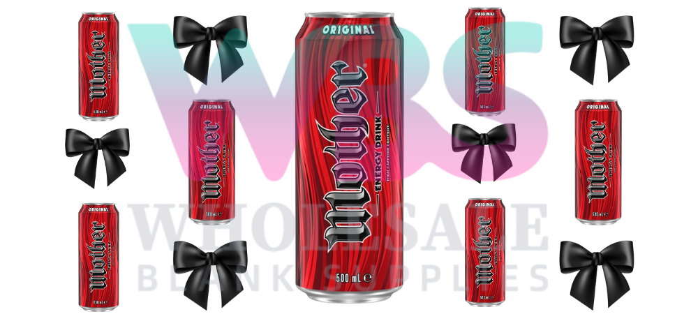 16oz UV DTF Libbey Wrap – Mother Energy Drink black bow #436