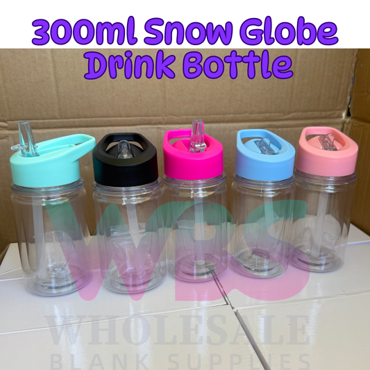 🧸 300ml Kids Acrylic Snow Globe Drink Bottle | Craft Blank 💦