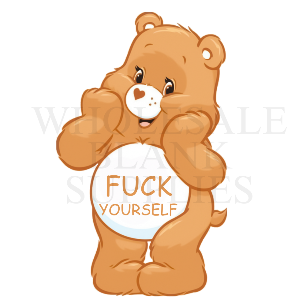 UV DTF Decal - Swear Bear Orange FUCK Yourself  #D15