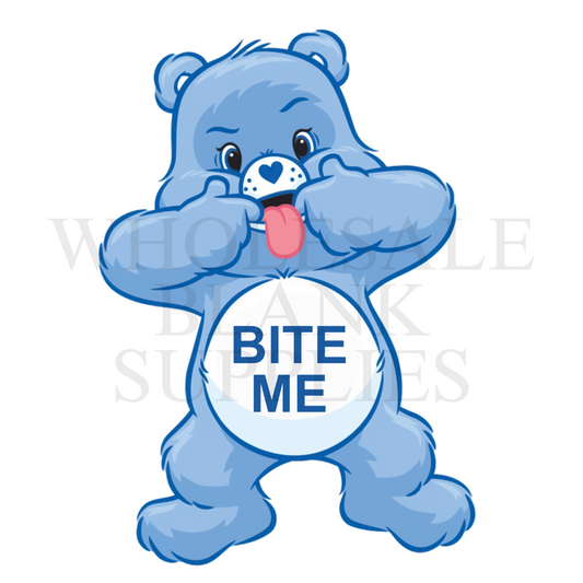 UV DTF Decal - Swear Bear Blue Bite Me #D17