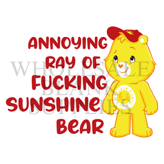 UV DTF Decal - Swear Bear BYellow Annoying Ray Sunshine Bear #D21