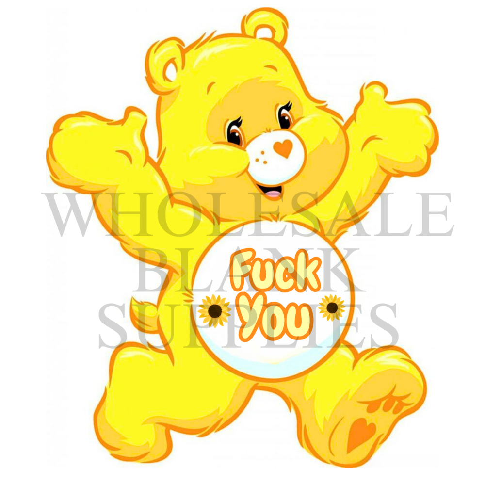 UV DTF Decal - Swear Bear Yellow FUCK You #D24