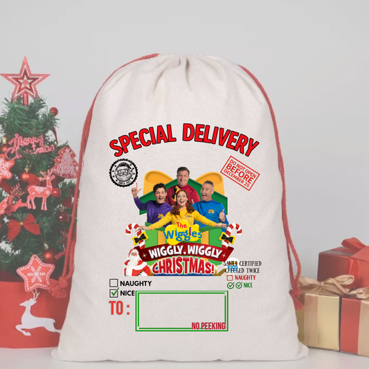 THE WIGGLES SACK DTF – SPECIAL DELIVERY DTF Print  🎅💌 pre order OCTOBER