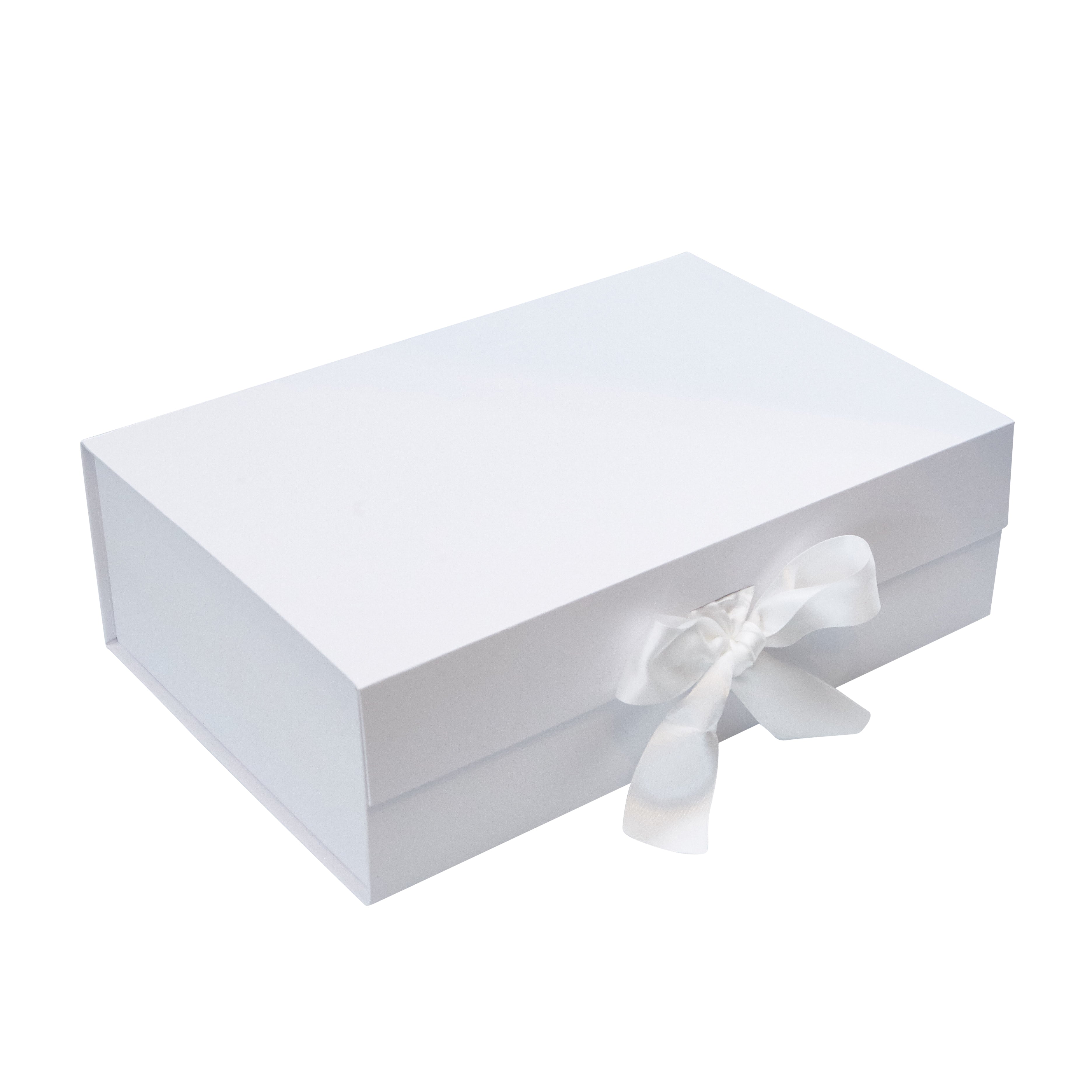 BULK BUY 100x White Satin Ribbon Large Magnetic Rigid Gift Box ...