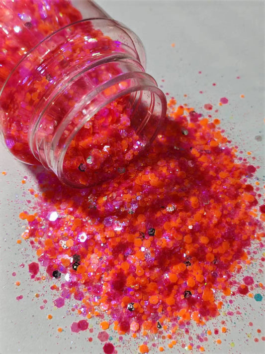 Chunky Glitter | 85gm | Glow In The Dark Pink Apricot Bright