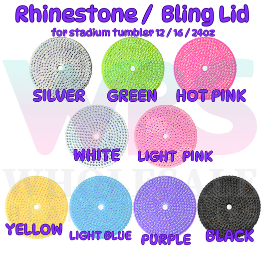 12/16/24 oz  BLING LID Rhinestone  for FLAT LID tumblers + FREE STRAW IN STOCK