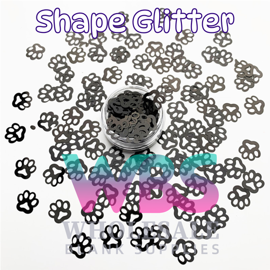 Shapes Glitter | Black Dog Paw Print Puppy
