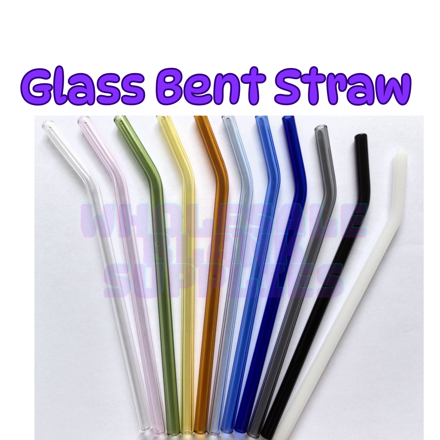 Coloured Glass Bent Straw  | 20 cm
