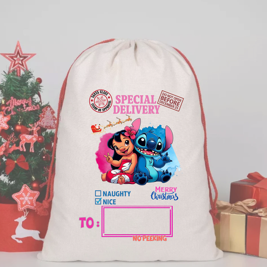 Lilo Stitch  SACK DTF – SPECIAL DELIVERY DTF Print  🎅💌 PRE ORDER