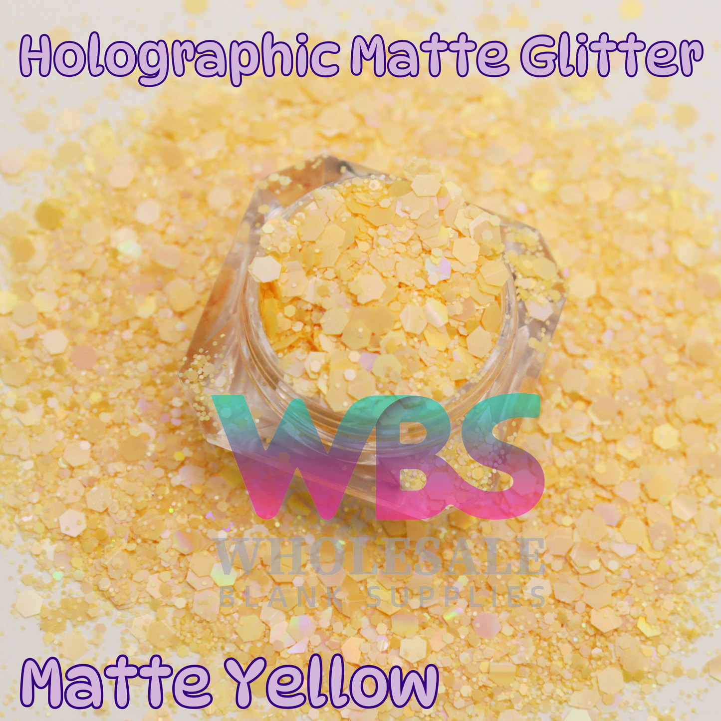 Holographic Matte Yellow Chunky Glitter | 50gm