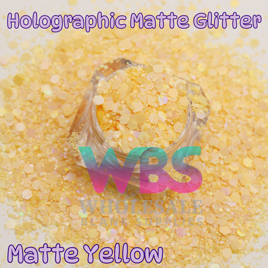 Holographic Matte Yellow Chunky Glitter | 50gm
