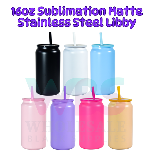 16oz Sublimation Matte Stainless Steel | Colour Straw