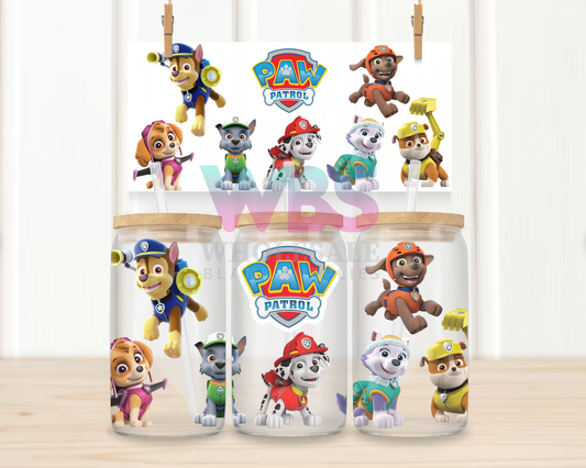 16oz UV DTF Libbey Wrap -  Paw Patrol Crew  KIDS  #W43