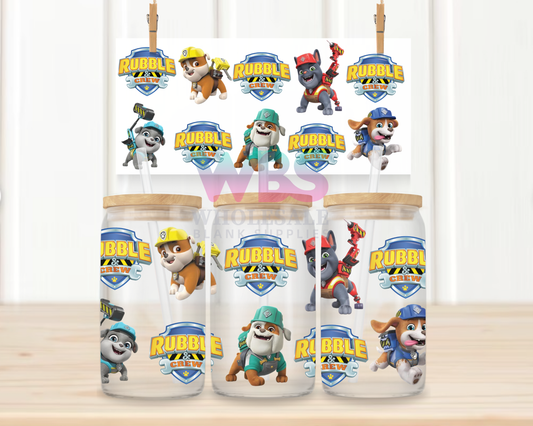 16oz UV DTF Libbey Wrap – Paw Patrol Rubble & Crew KIDS  #W26