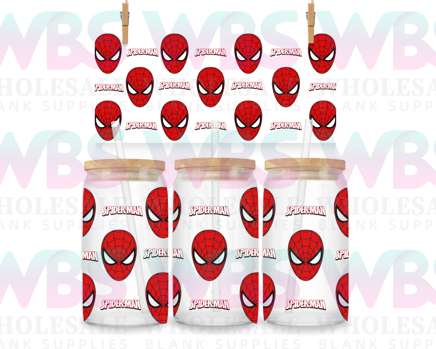 16oz UV DTF Libbey Wrap Christmas SPIDERMAN   #481