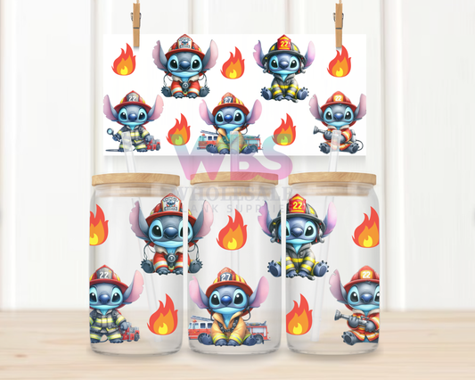 16oz UV DTF Libbey Wrap - Stitch KIDS  #W42 flame