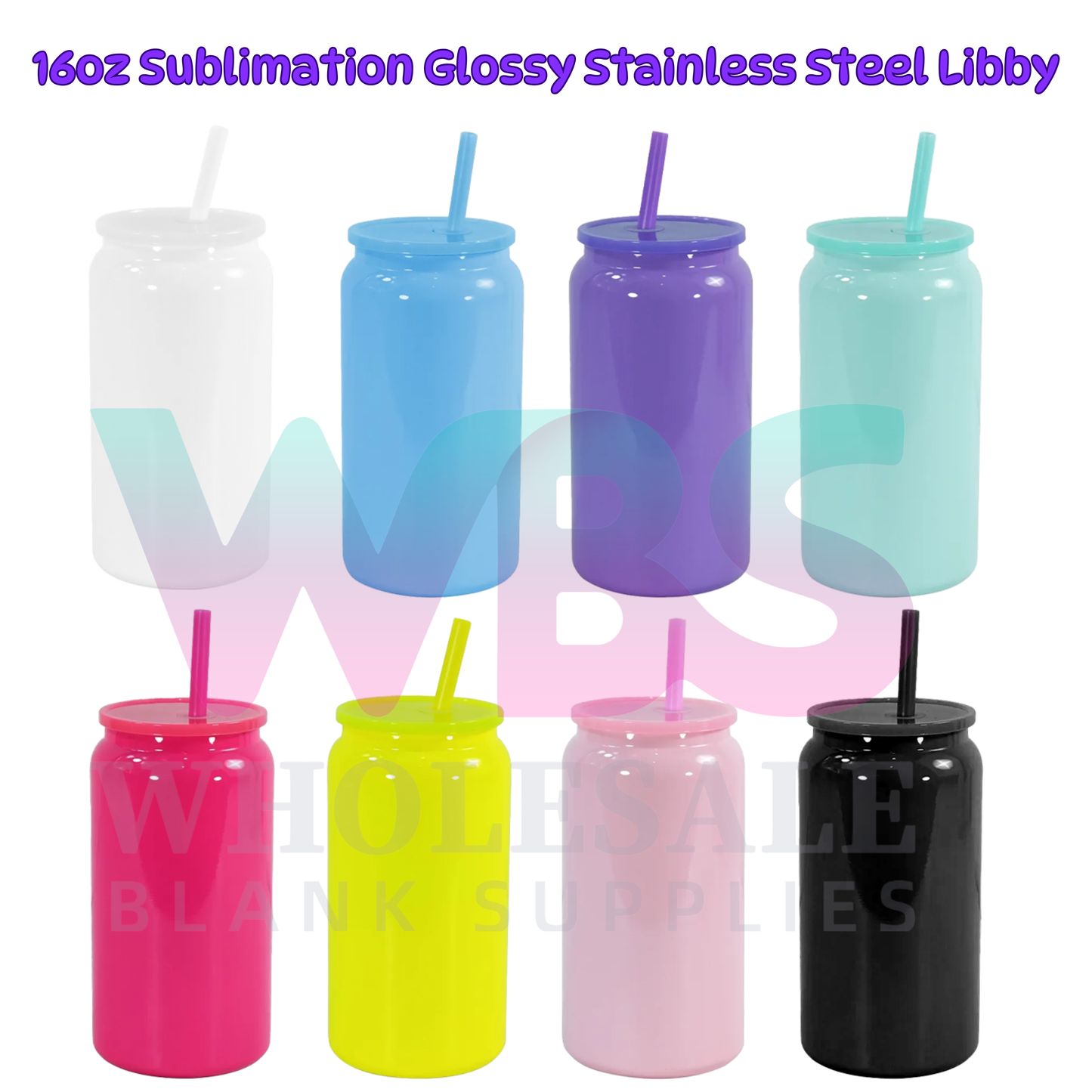 16oz Sublimation Stainless Steel Neon Macaron Libbey Cup