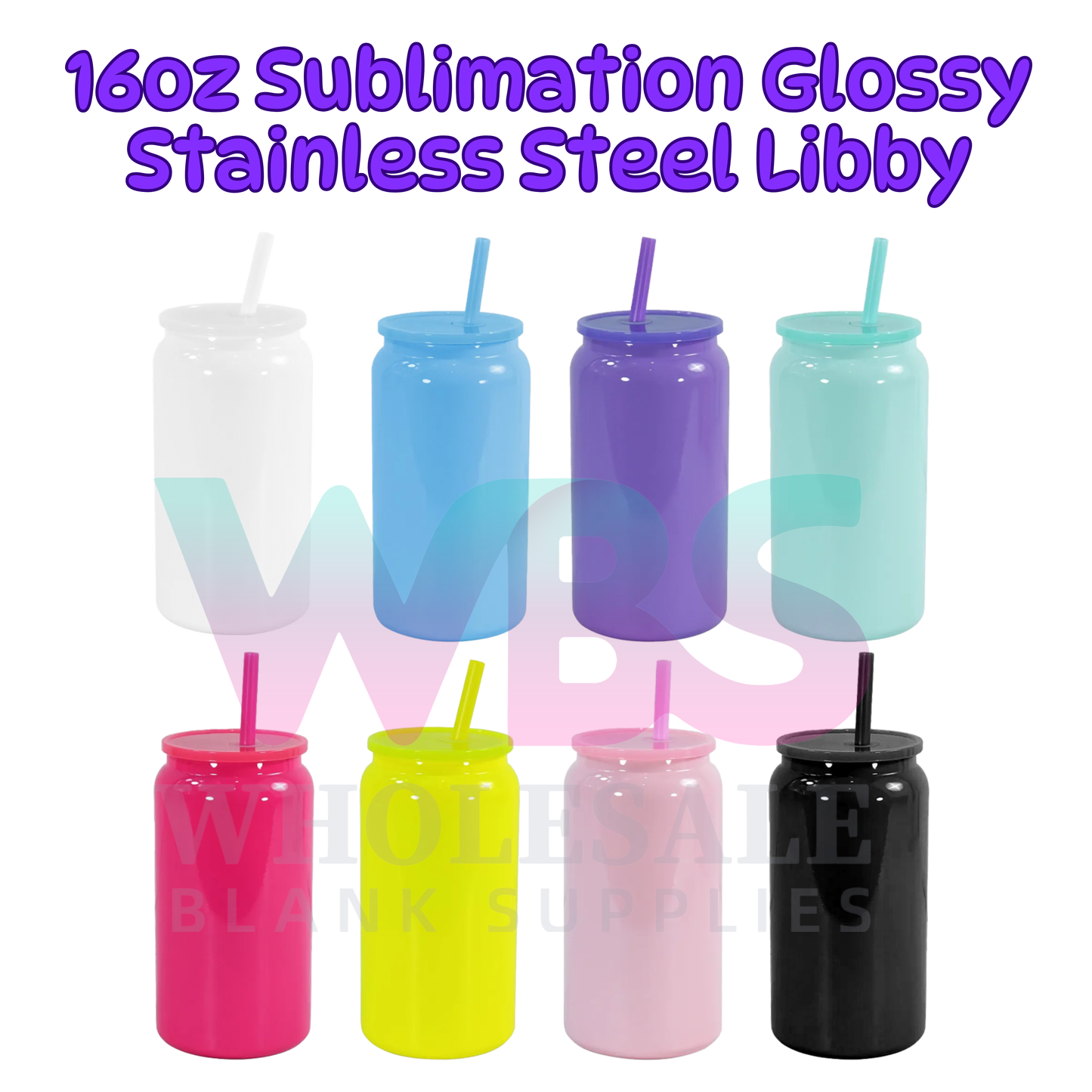 16oz Sublimation Stainless Steel Neon Macaron Libbey Cup
