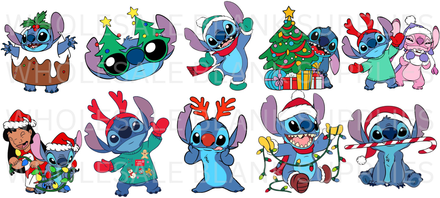 16oz UV DTF Libbey Wrap Christmas STITCH #W2