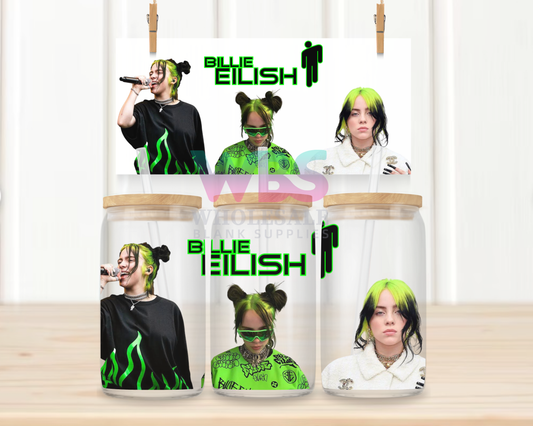 16oz UV DTF Libbey Wrap -  Billie Eilish Singer  #W30
