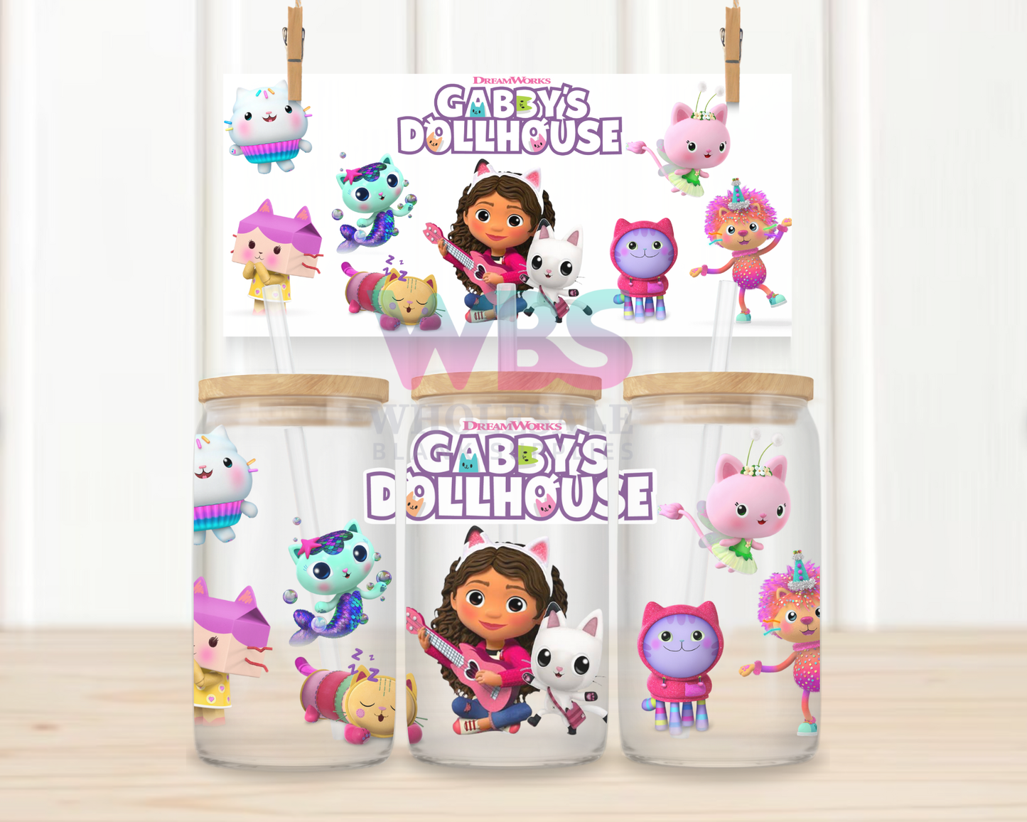 16oz UV DTF Libbey Wrap – Kids GABBYS DOLL HOUSE #W45