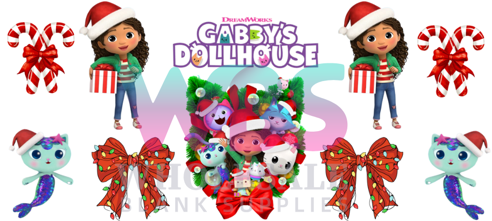16oz UV DTF Libbey Wrap Christmas GABBY'S DOLL HOUSE  #W9
