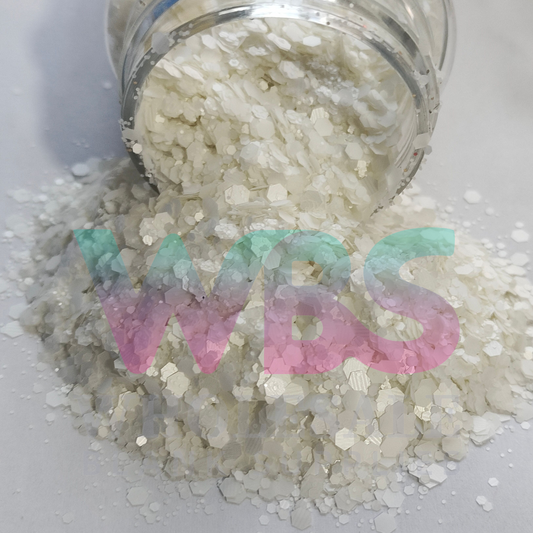 🤍 WHITE DREAMS | Chunky Matte Glitter Pouch – 250gm 🤍