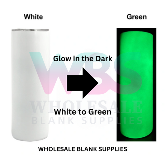 20oz Skinny Straight Sublimation Tumbler – White to Green UV Colour Change